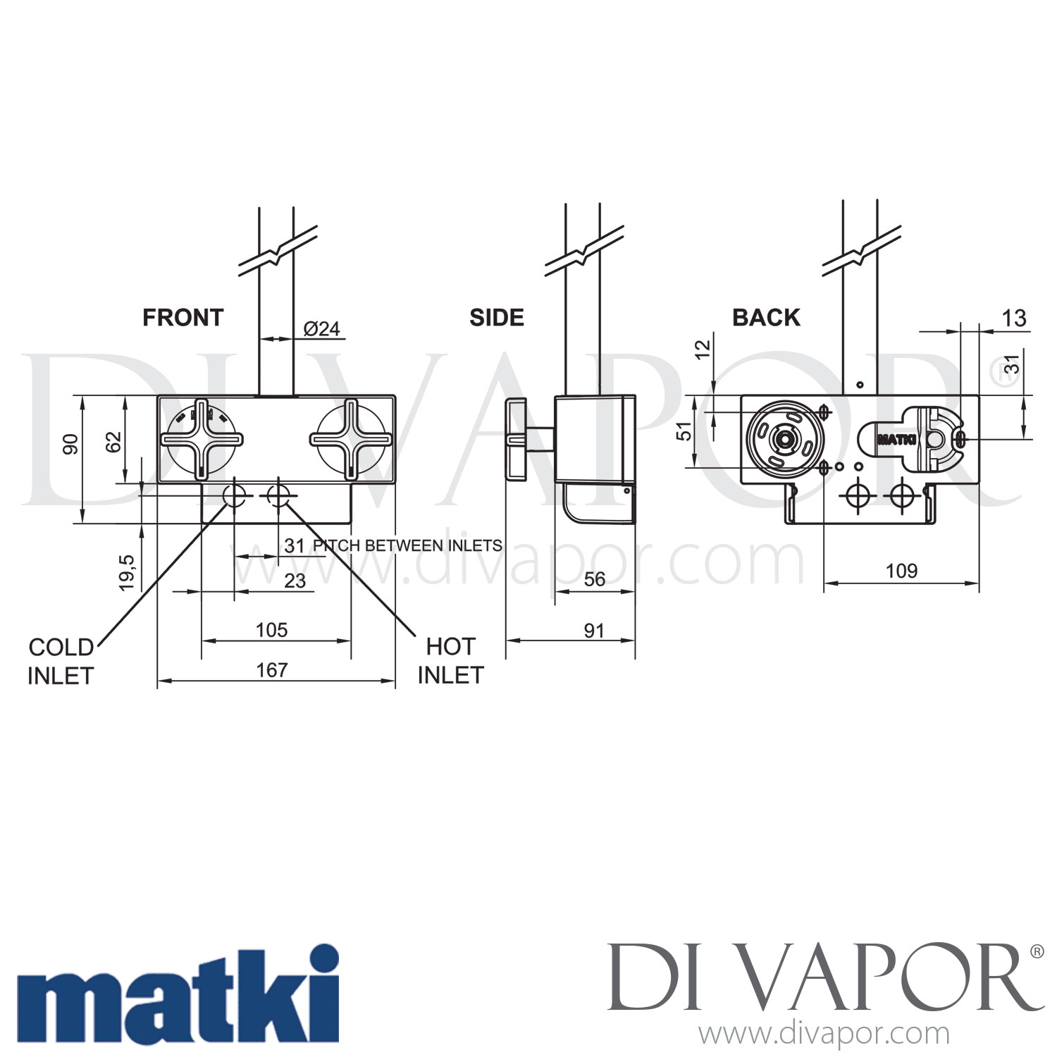 Matki EX917/I Elixir Linear Exposed Dual Outlet Shower Mixer Spare Parts